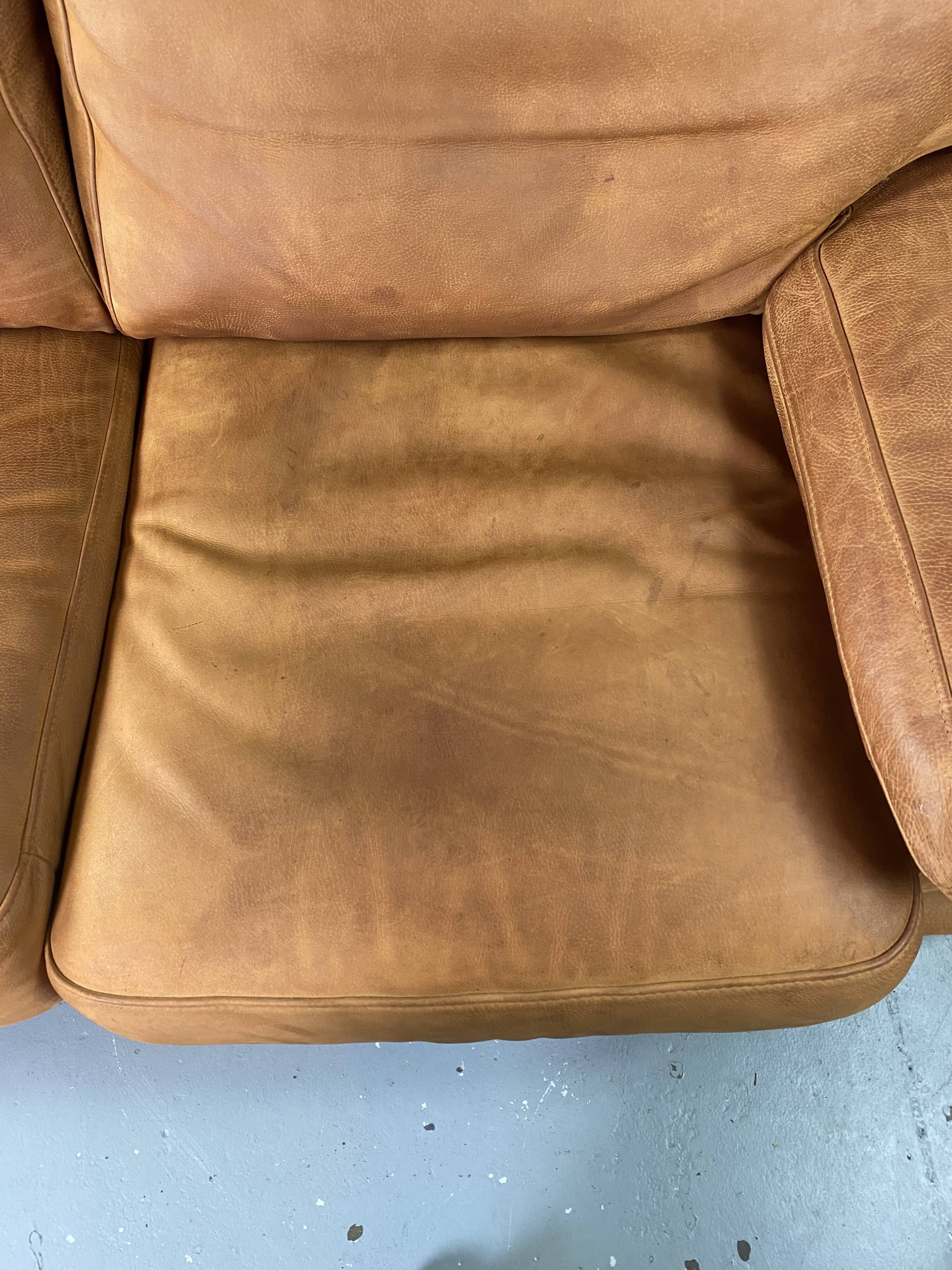 Roche-Bobois brown leather sofa