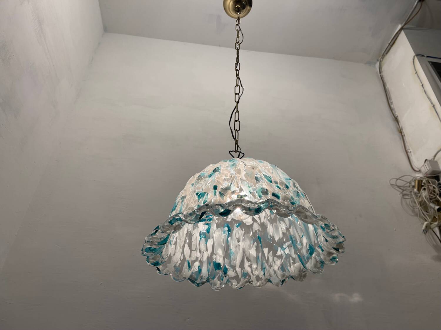 Blue Murano Art Glass Light Pendant 1970’s