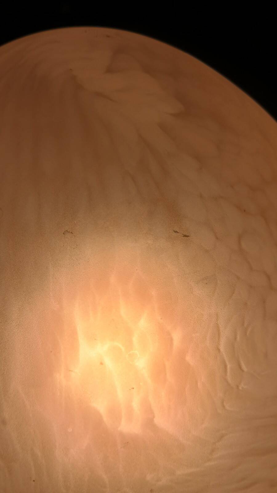 Lampe œuf Domec, verre moucheté de Vianne 1970