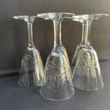 Large wine glasses (5) - Art Deco - Blown and cut crystal