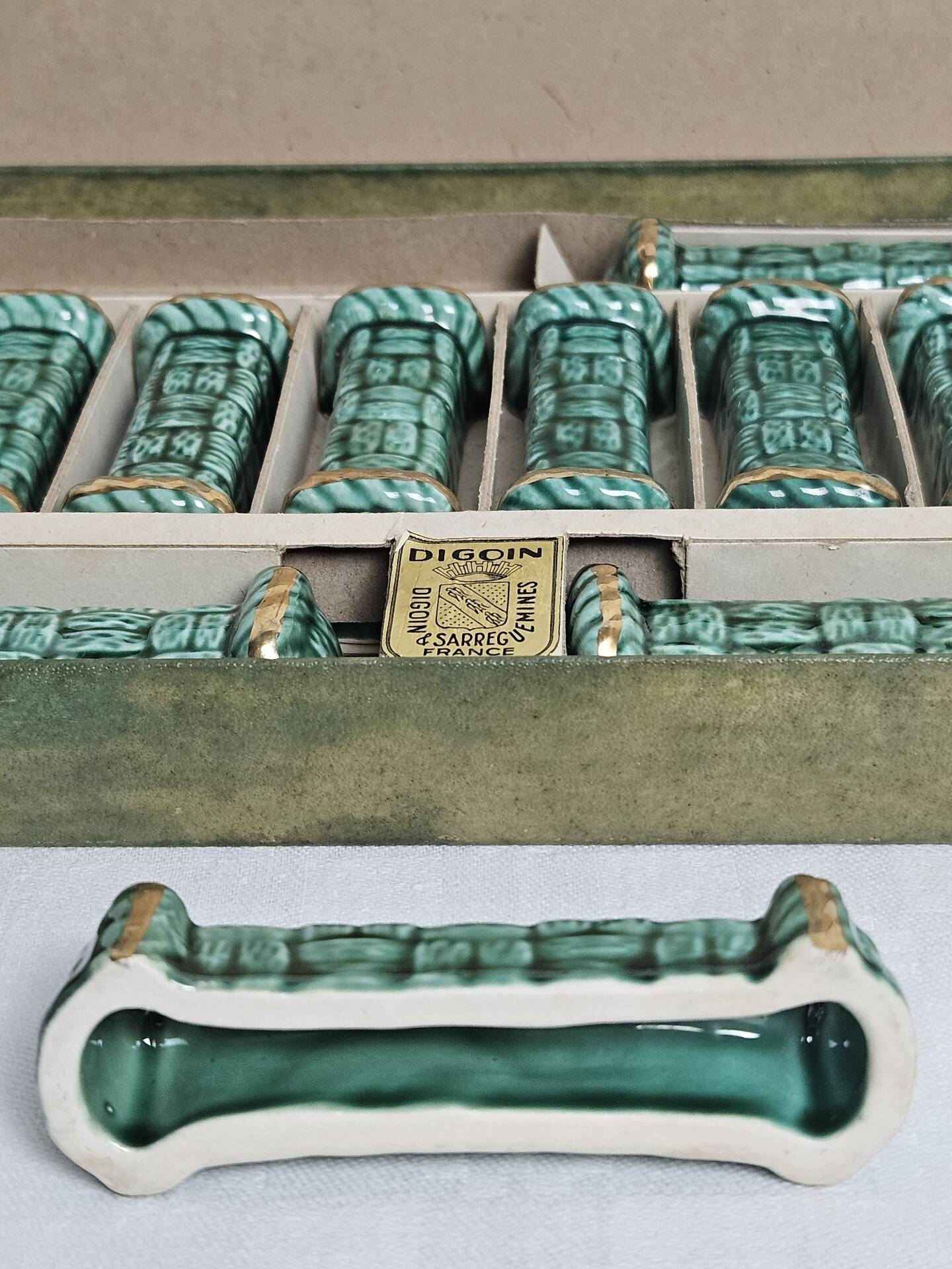 Box of 12 knife rests Digoin Sarreguemines France