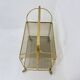 Mid-century modern folding bar cart in brass and ribbed acrylic glass, 1970s