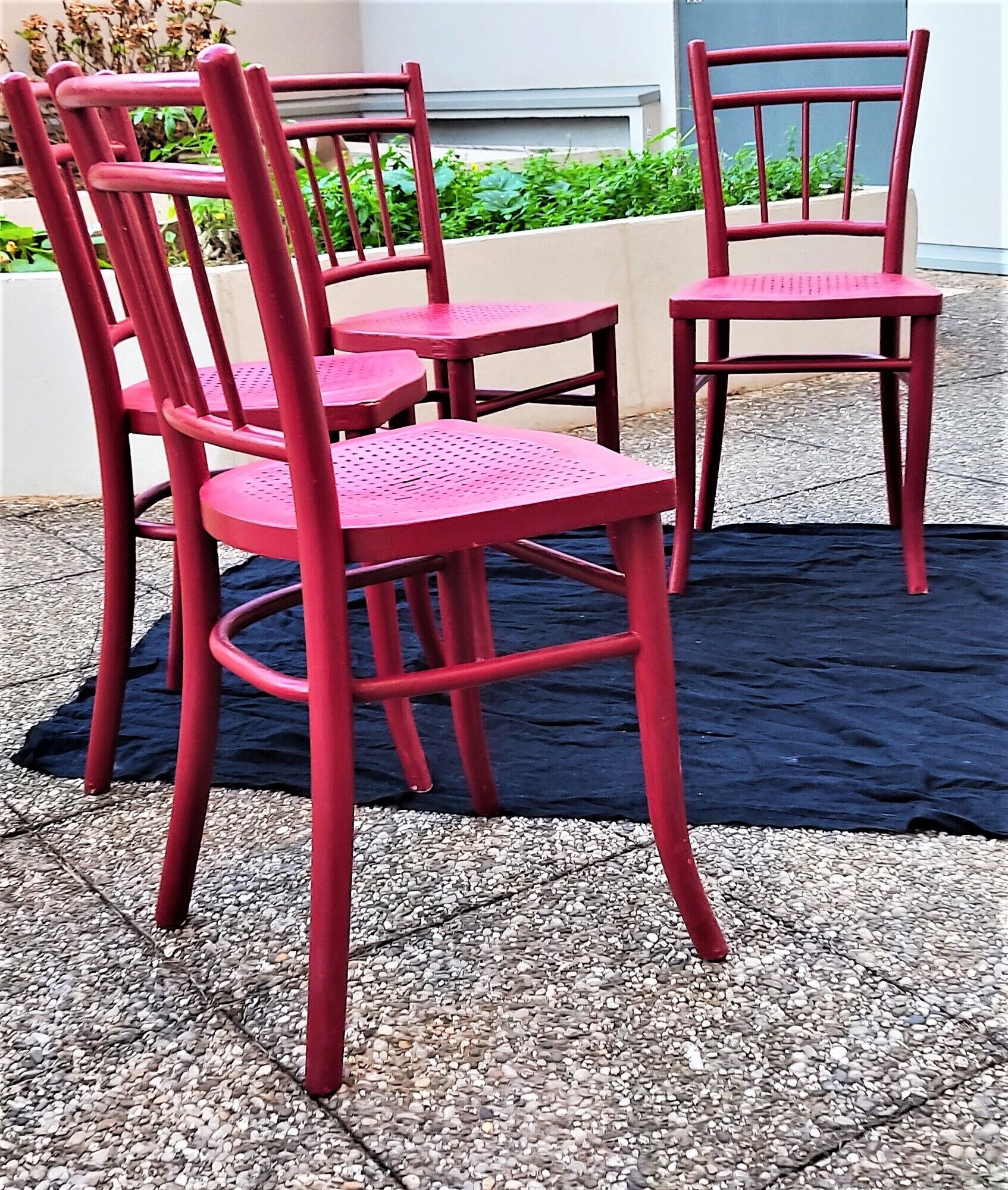 4 antique thonet bistro chairs made in czechoslovakia, years: 1922-1940.