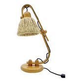 Articulated lamp in wood and rope, 1970s