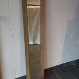 Beveled mirror vintage blond oak frame