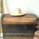 Domed travel trunk old wood