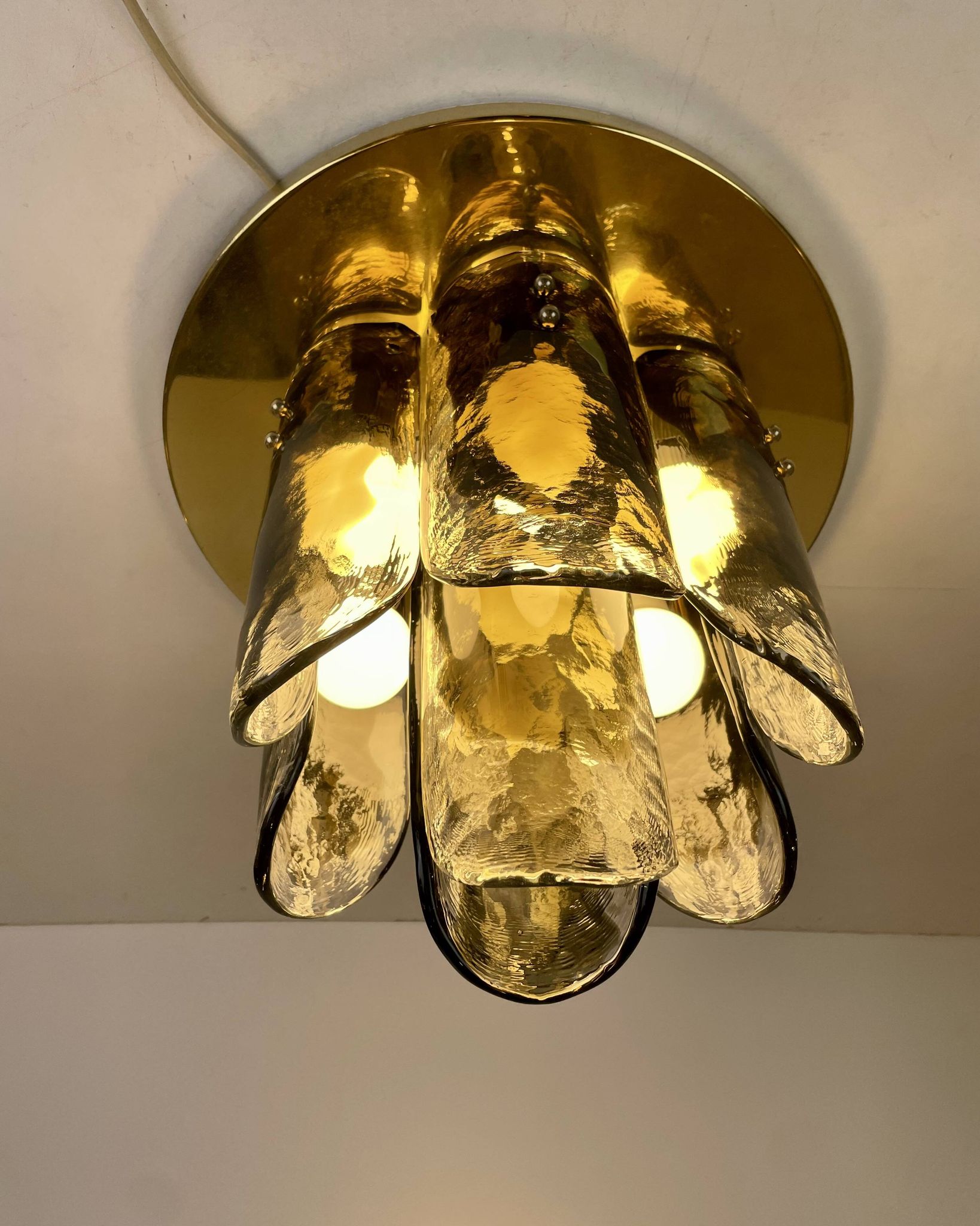 Murano & Brass Ceiling Lamp by J.T. Kalmar, Austria, 1960s