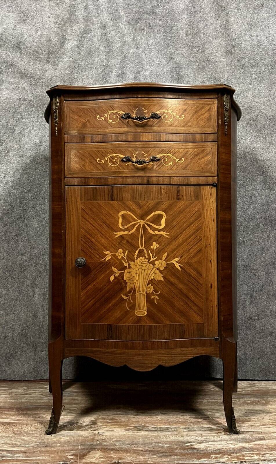 Curved Louis XV style ceremonial buffet in marquetry