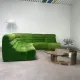 Modular green velvet corner sofa, 1970s