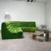 Modular green velvet corner sofa, 1970s