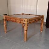 Table basse en rotin et bambou 1960 / 1970