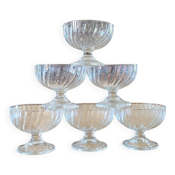 6 coupes à glace en verre transparent Luminarc