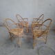 Set of 4 armchairs vintage wood and rattan