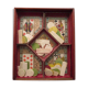 Old yellow dwarf set in wooden-tokens in colored bones