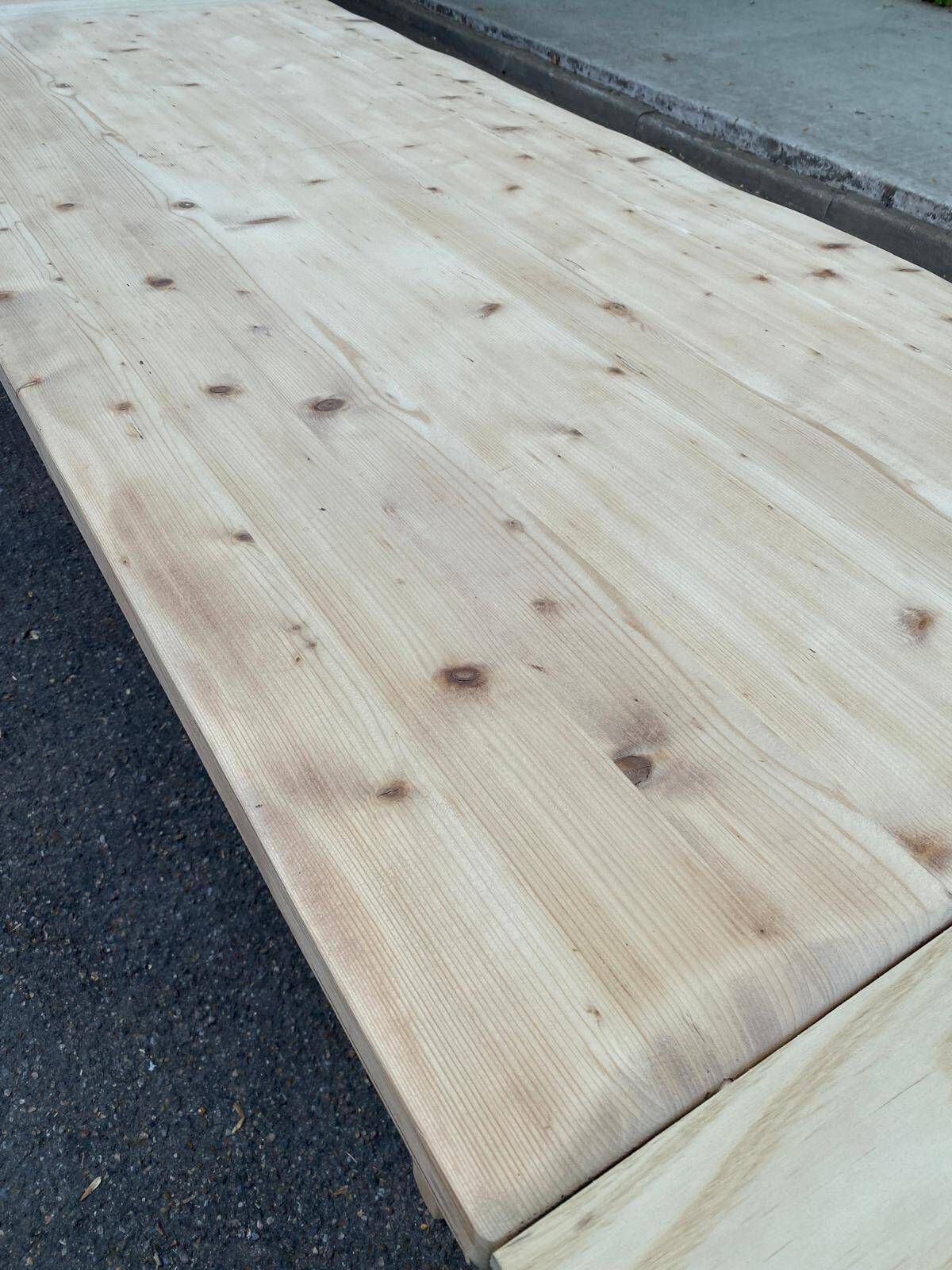 Large monastery farmhouse table stripped in raw wood, extendable from 200 to 300 cm.