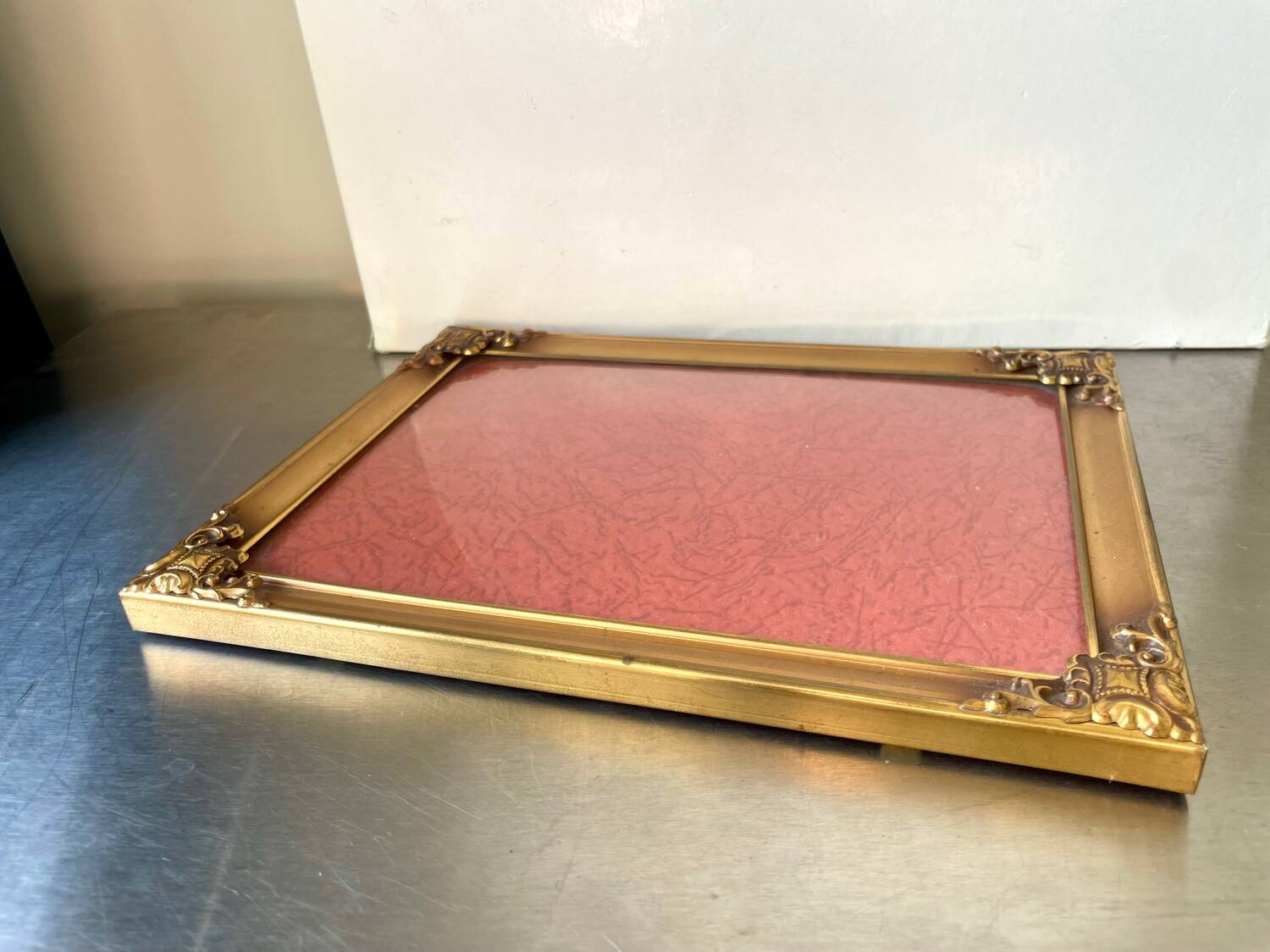 Vintage Metal Picture Frame 23 cm x 17 cm CONVEX glass