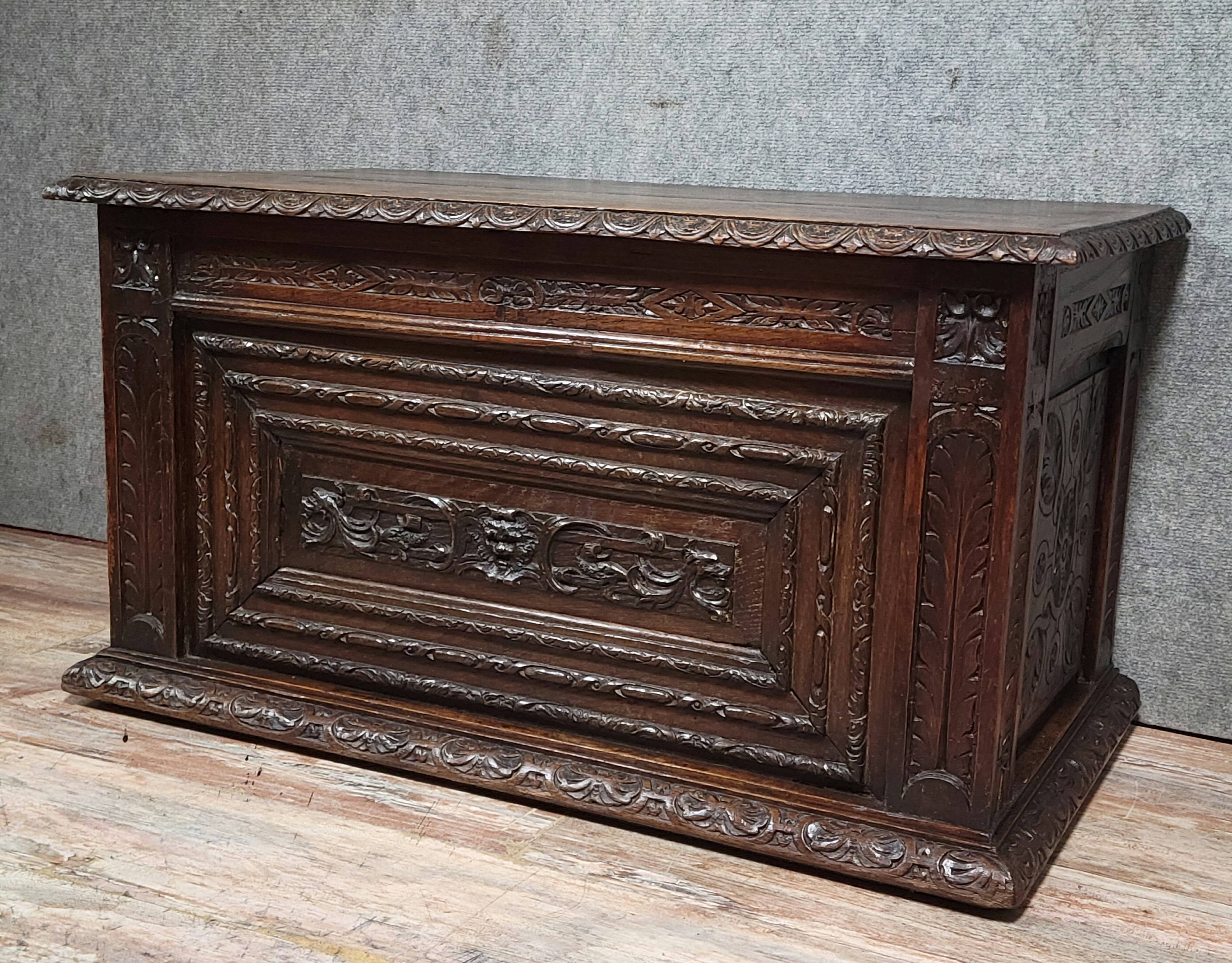 Louis XIII period solid oak chest