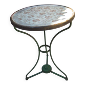 Napoleon III garden side table with enamelled top & wrought iron 19th century