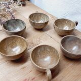 Set 6 cups handmade stoneware