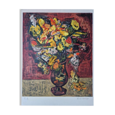 Isis Kischka (1908-1973) - Lithographie en couleurs - Bouquet de fleurs