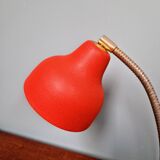 Vintage articulated desk lamp in red lacquered metal, 1950s