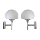Pair of Italian globe sconces in opaline maison Sciolari