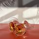 Pair of glass balloon vintage style Luminarc foot rod orange