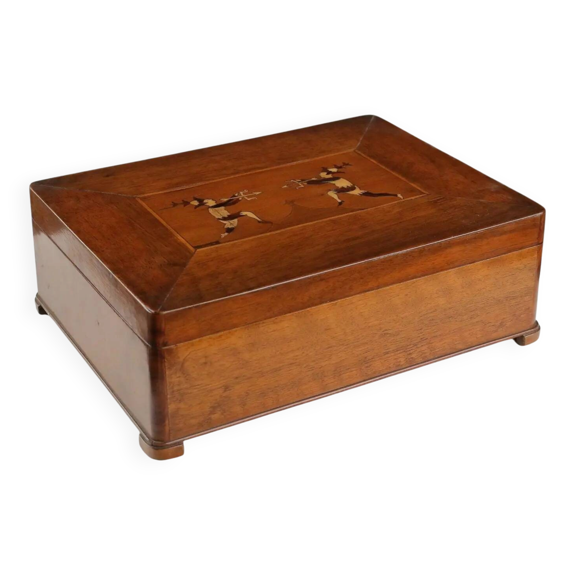 Antique travel box in walnut with mirror, Italy, 19th century