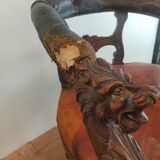 1920 sculpted office armchair with griffon head