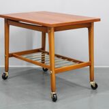 1960s Teak Side Table on Wheels, Denmark