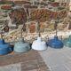 Set of 5 enamelled industrial wall lamps, 60s