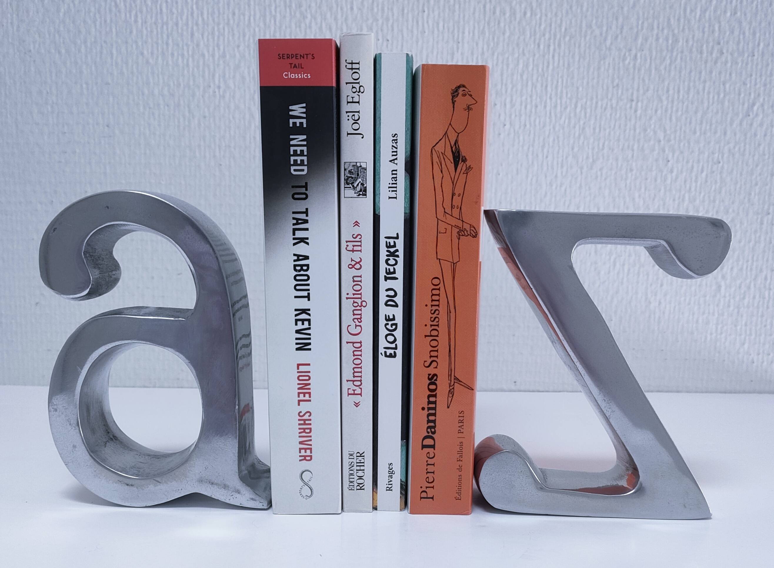 Paire de serre-livres "A" et "Z" en fonte d'aluminium