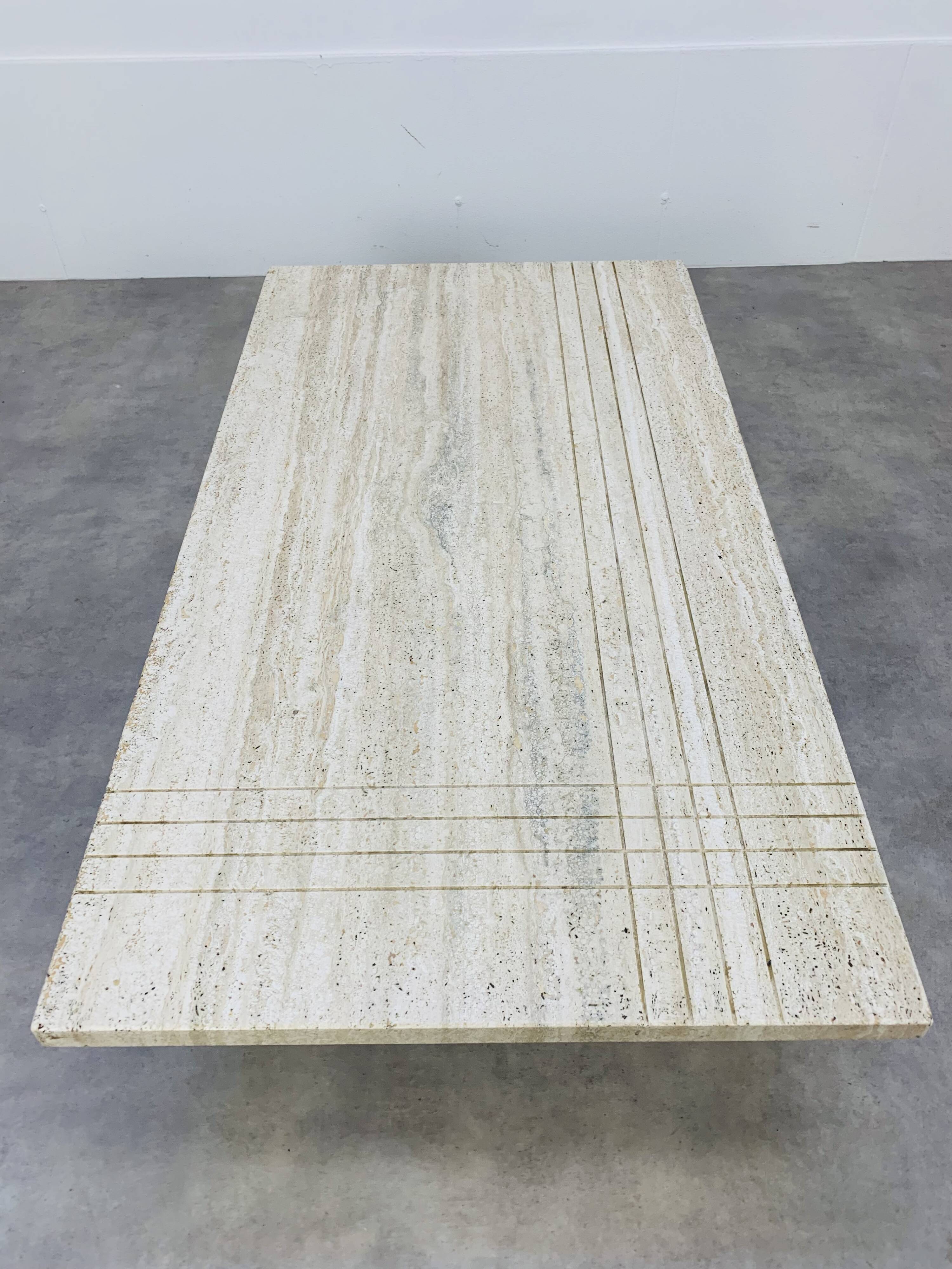 Rectangular travertine coffee table