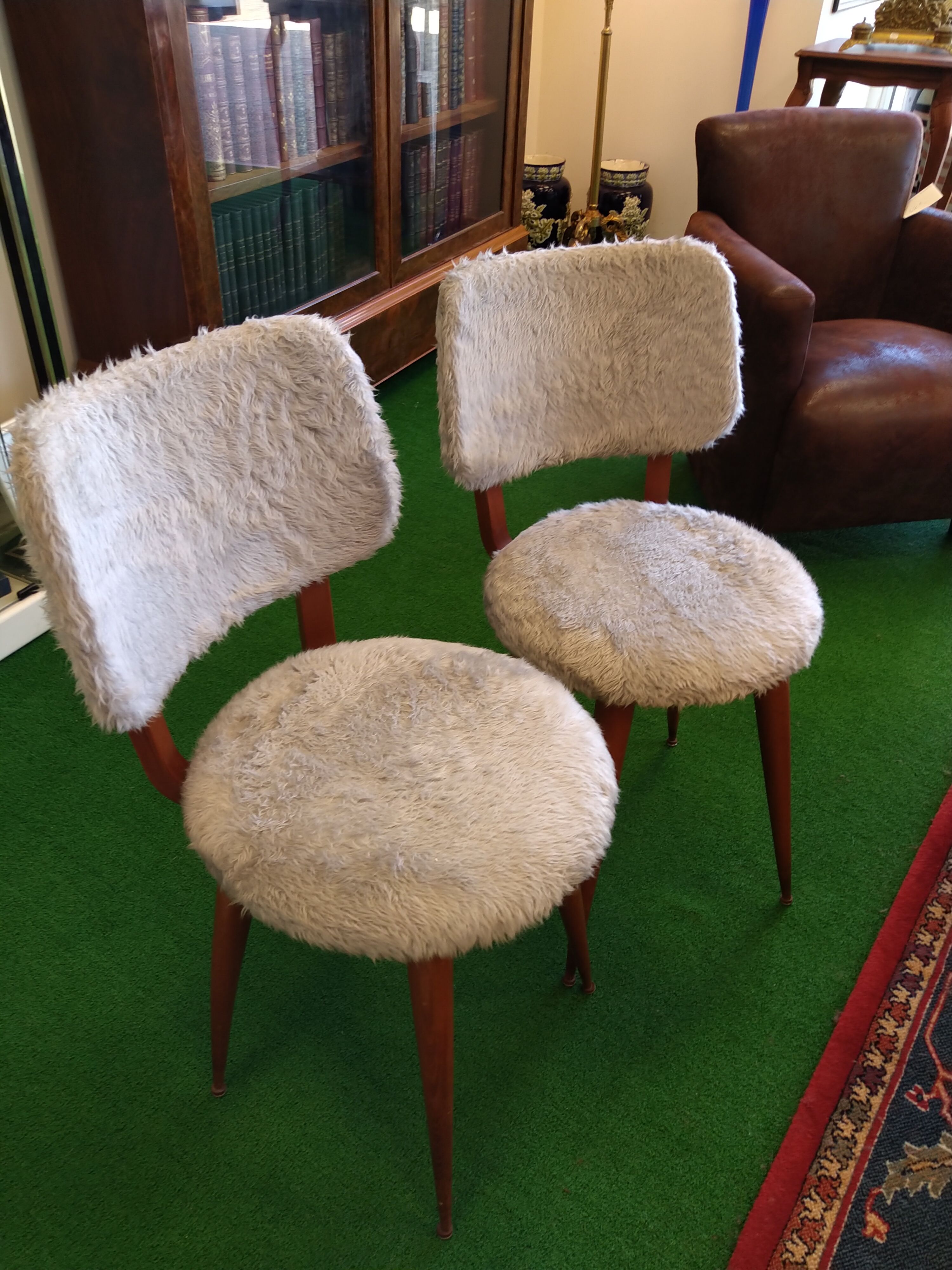 Pair of seventies chairs with compass feet