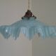French Vintage 1930s Pale Blue Frilled Clichy Glass Lampshade Ceiling Light
