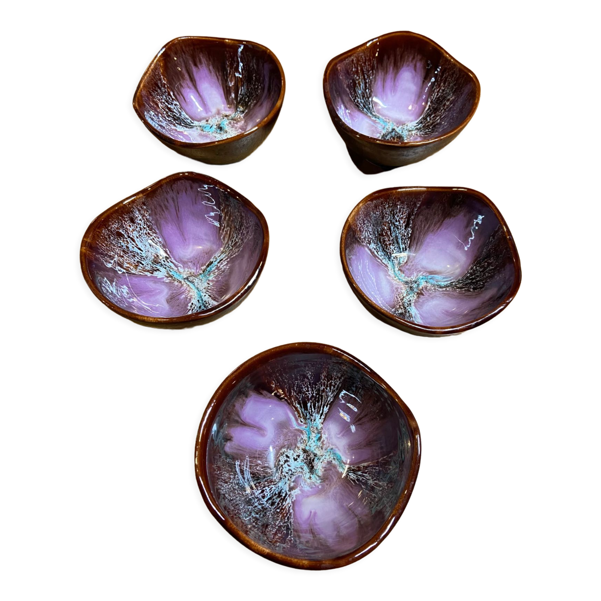 Set of 5 Vallauris ceramic bowls