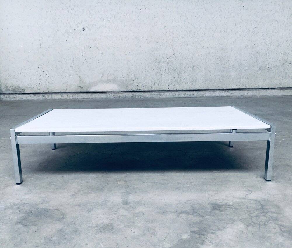Postmodern Italian Carrara Marble Low Coffee Table, 1970s