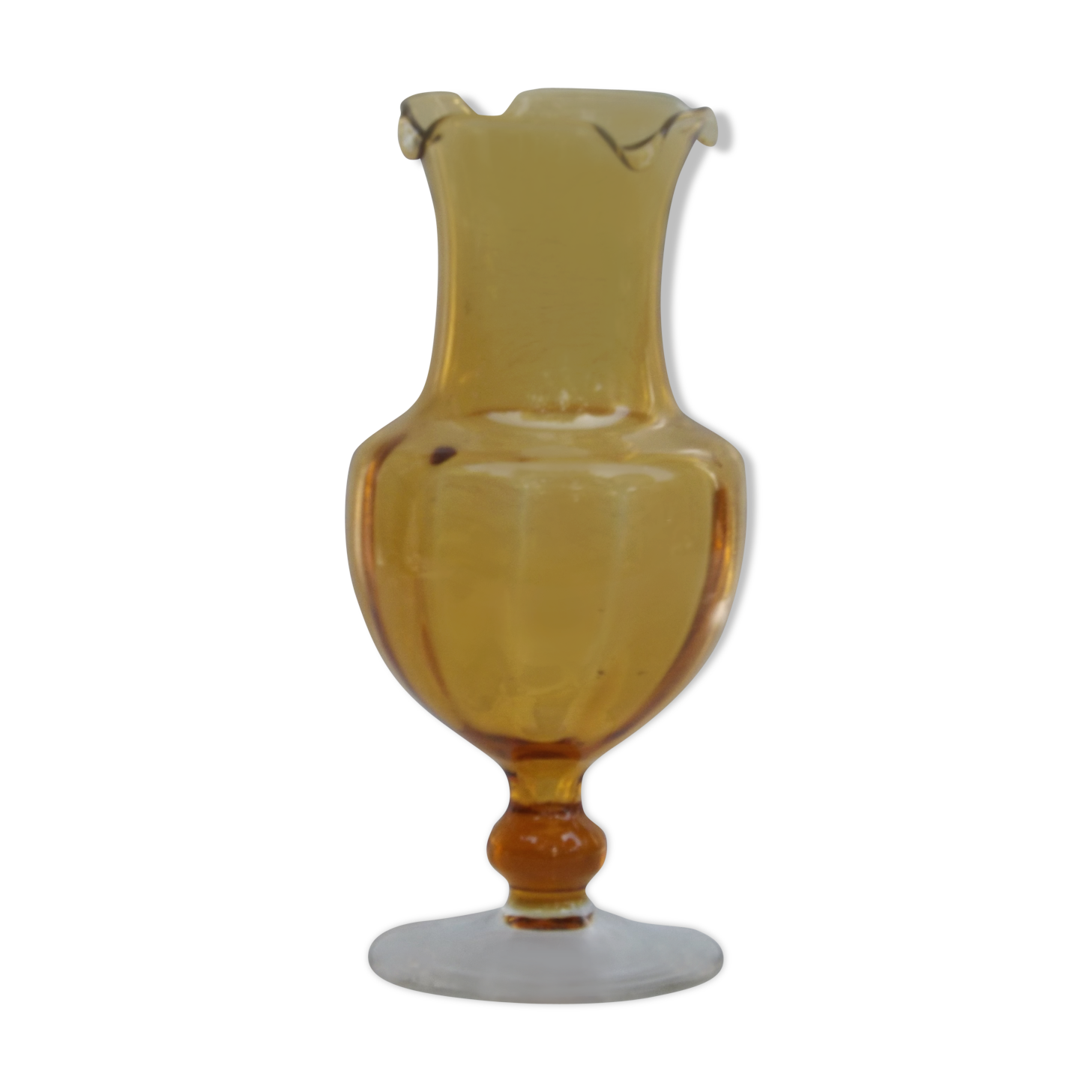 Amber glass standing vase