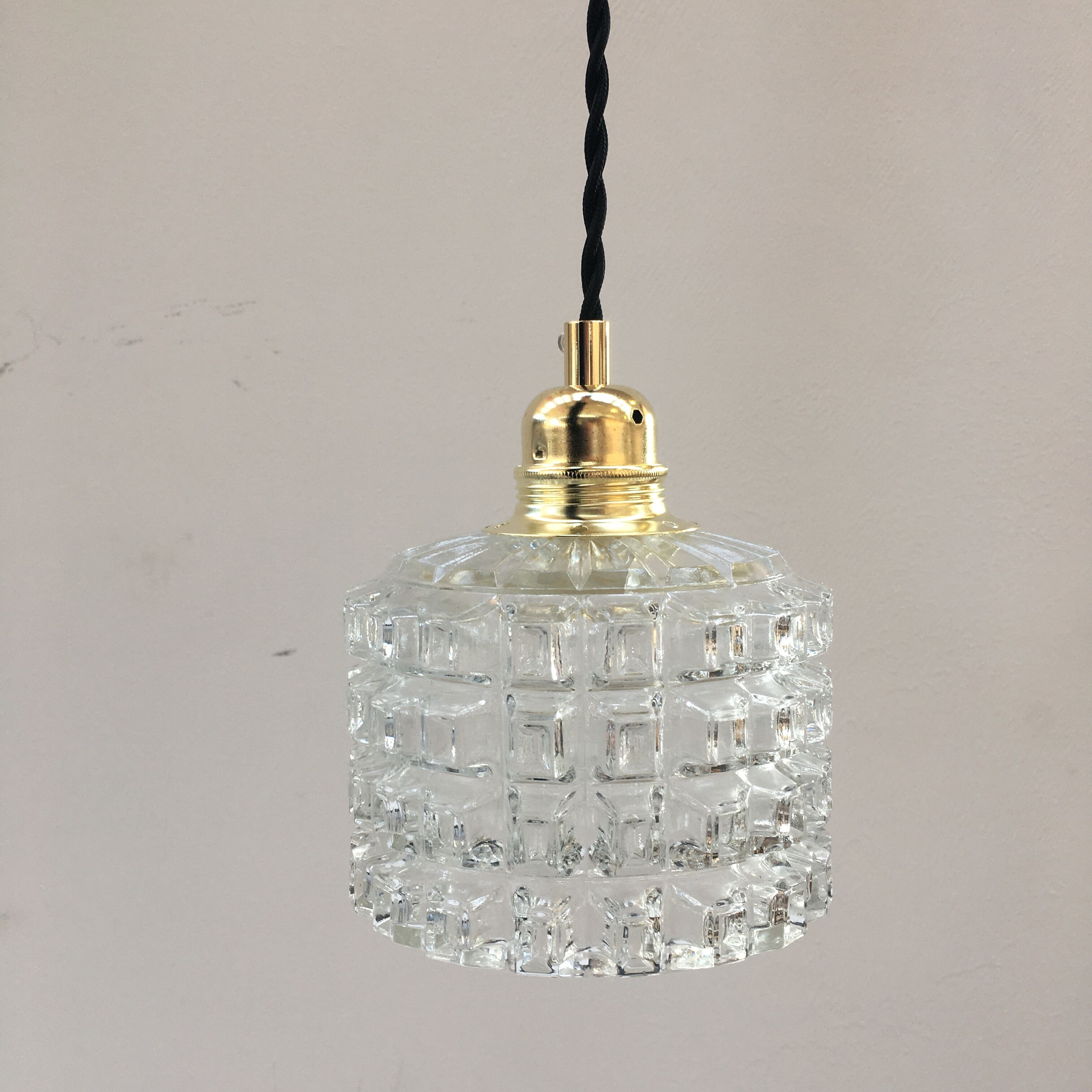 Vintage molded glass pendant lamp