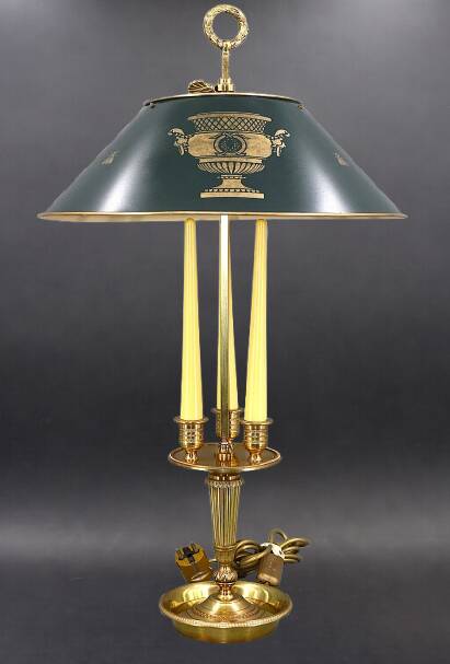 Bronze Bouillotte Lamp in Empire Style with Tin Shade