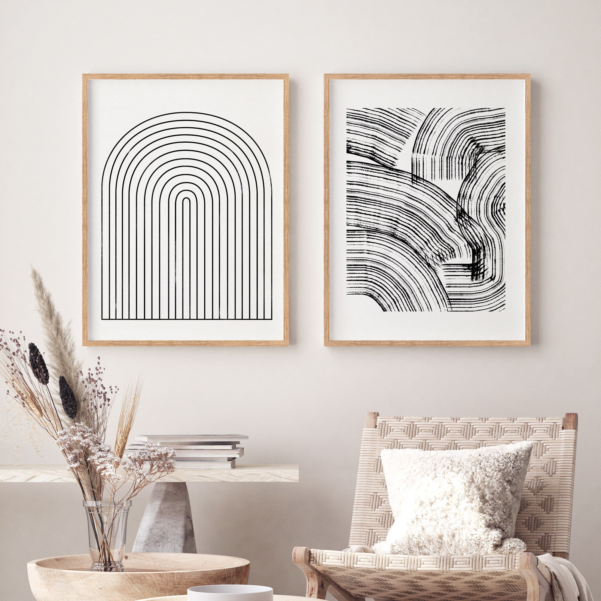 Pair of giclee prints, abstract wall art set of two, 50x70cm