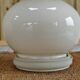 Pair of lamps - off-white ceramic foot - wooden bass