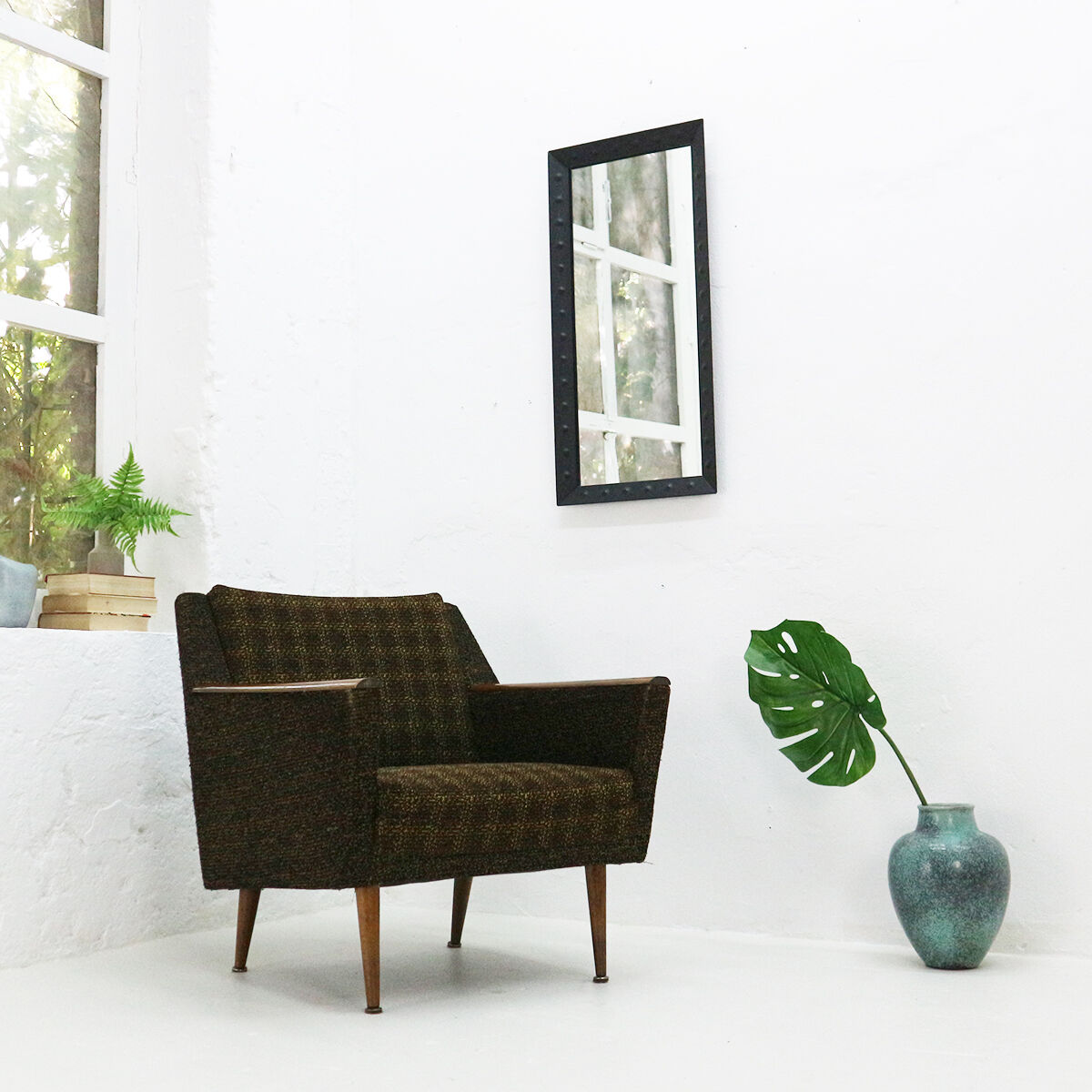 Wall mirror with welded steel frame 1960 - 42x85cm