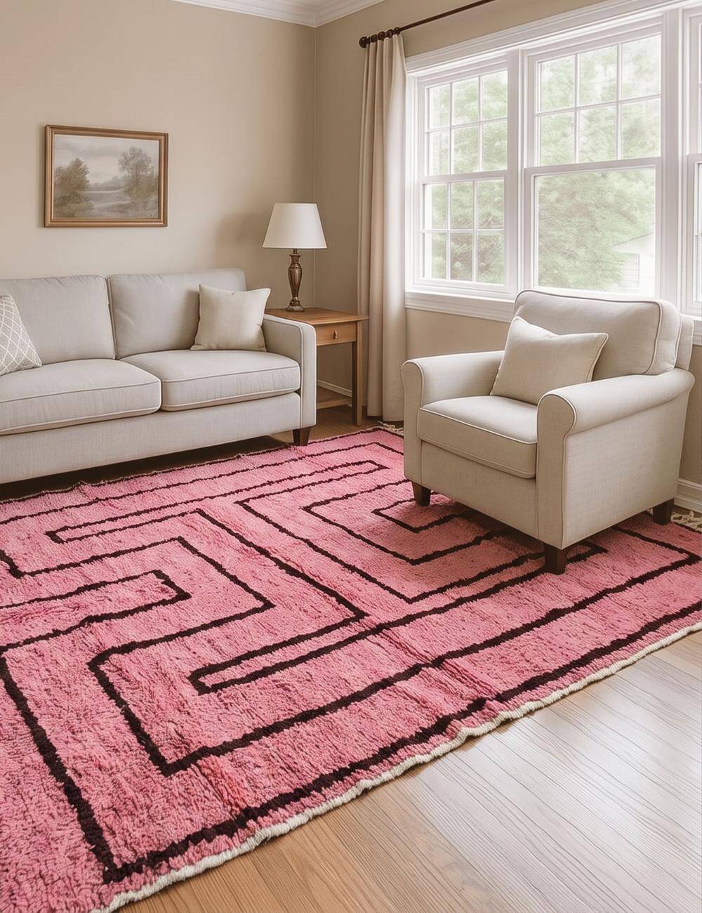 Tapis Rose Contemporain - 297 x 246 cm