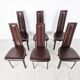 Vintage brown leather dining chairs, set of 6, 1980s