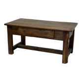 Old farmhouse table in solid oak — rustic console in French country style with drawer.
