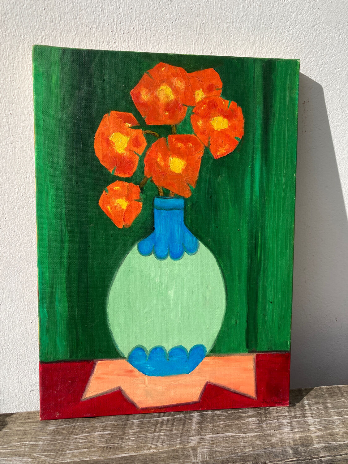 Bouquet de fleurs huile sur toile signée