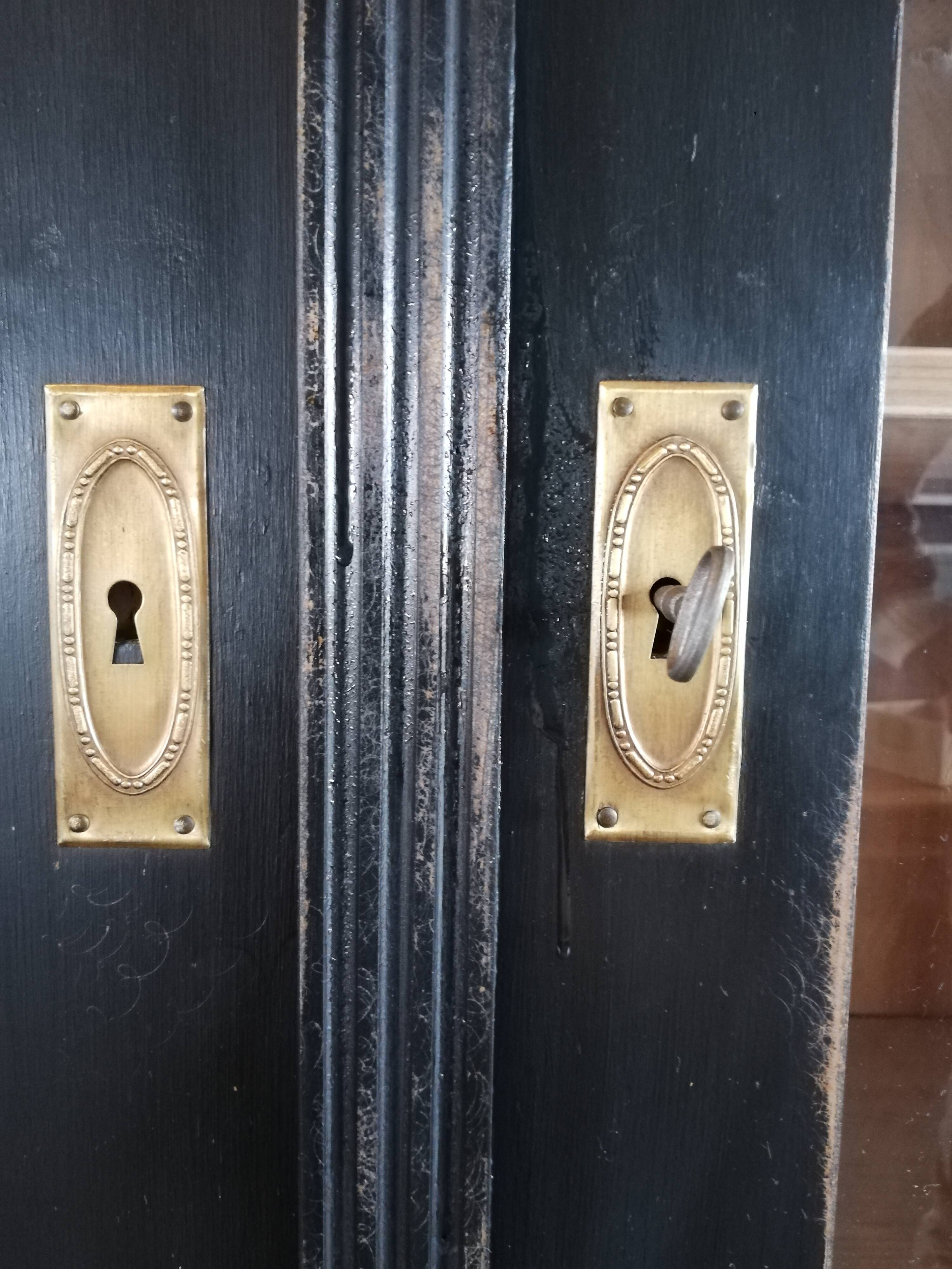 Parisian glazed wardrobe, Vintage painted showcase library