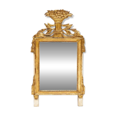 Petit miroir de mariage français Louis XVI avec panier et glands