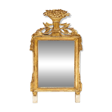 Small French Louis XVI marriage mirror with basket and tassels